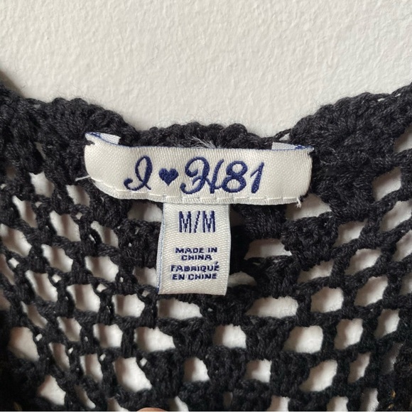 Black Crochet Dress Beach Coverup size M - Picture 6 of 6